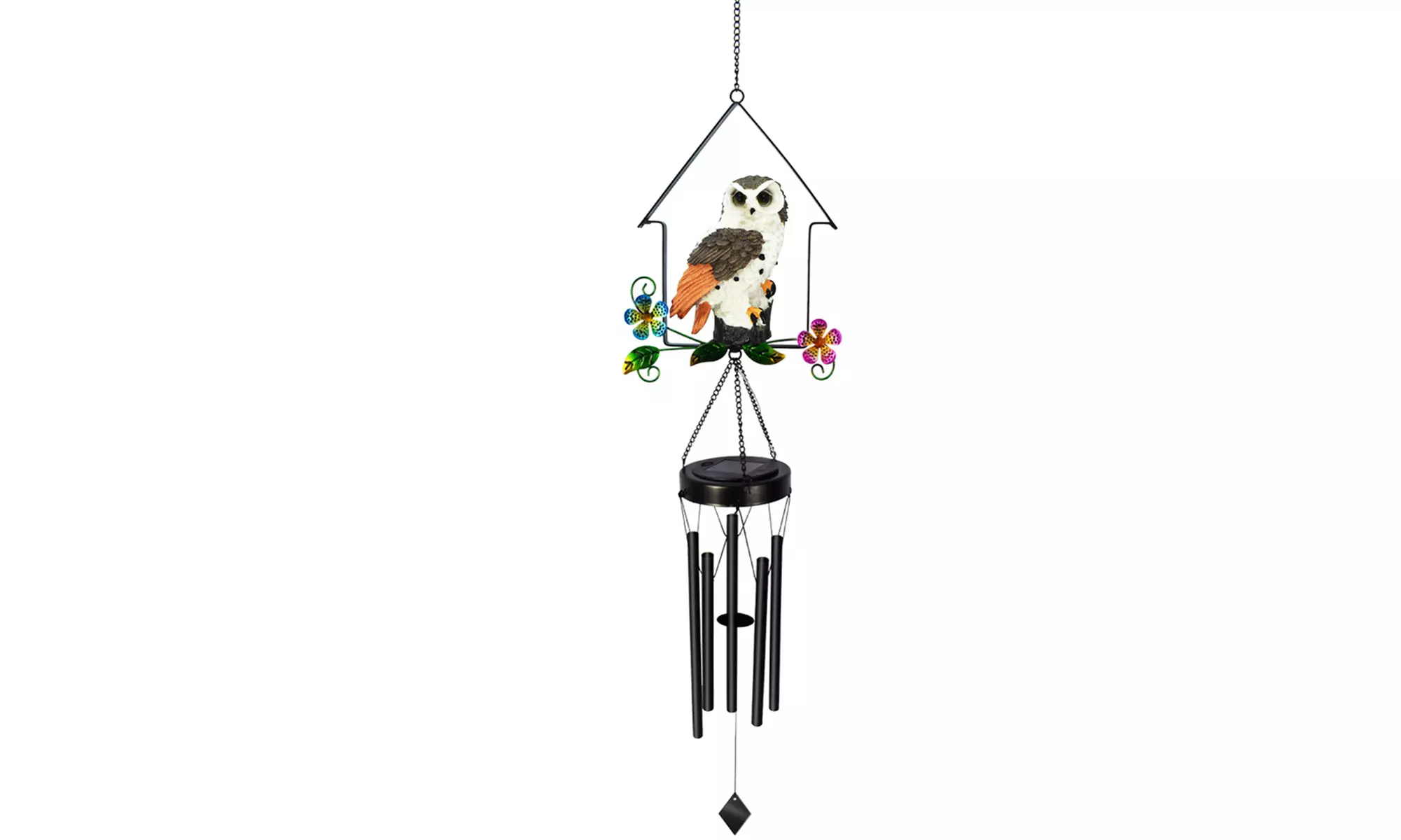 Solar Wind Chimes Outdoor Garden Waterproof Metal LED Hanging Chime Decor