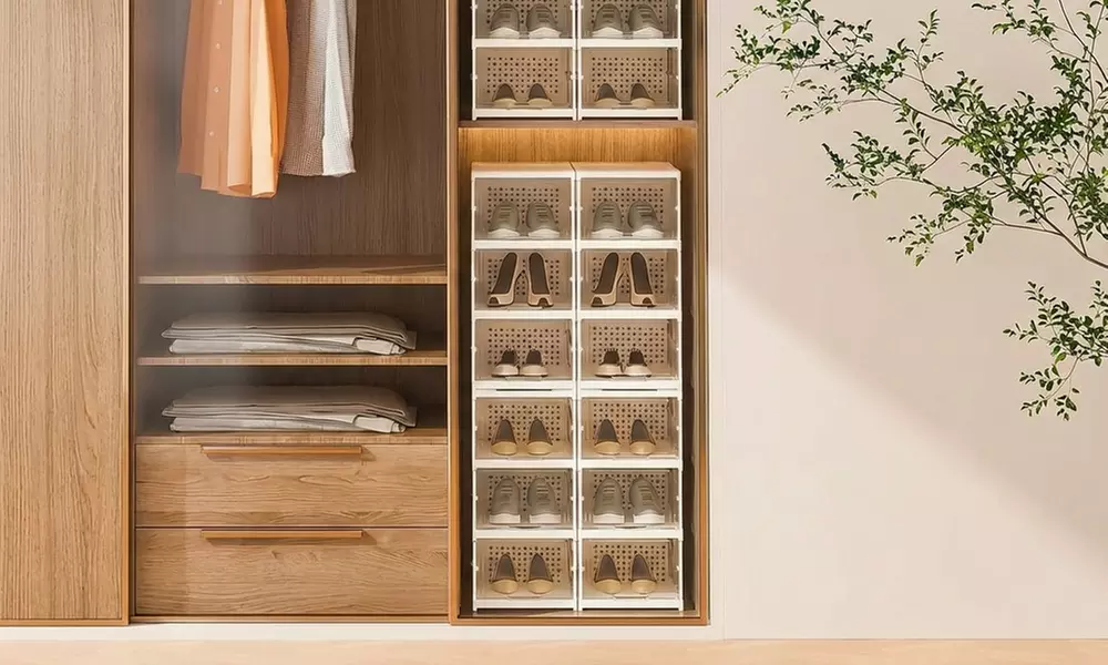 6 stapelbare Schuhboxen