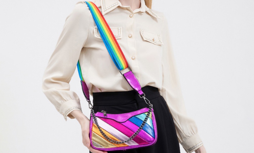 Image 6: Rainbow Quilted PU Shoulder and Crossbody Bag