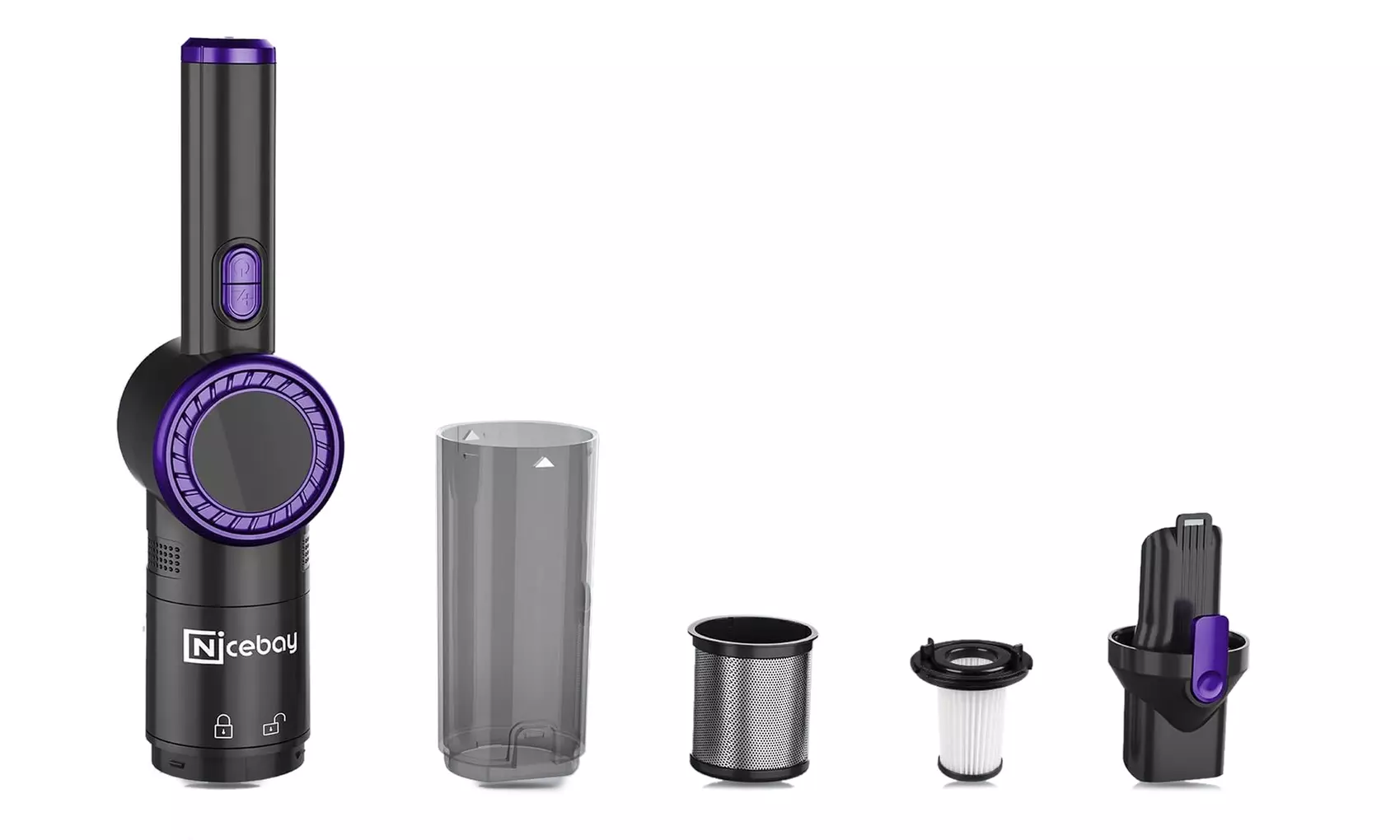 NICEBAY EV-H065 Cordless Handheld Vacuum Cleaner (Purple) - Renewed - Second Medium