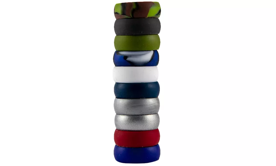 10pcs Men Durable Silicone Wedding Ring Affordable Fashion Rubber Wedding Band