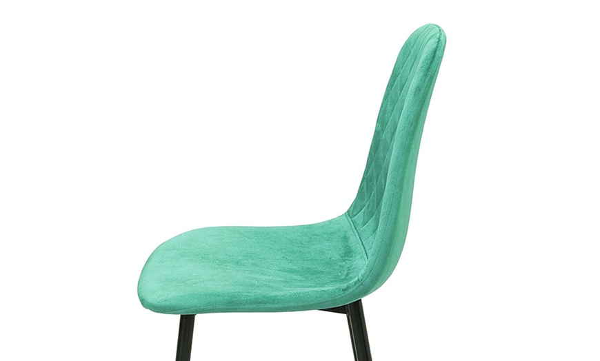 Image 10: Alivio Four-Piece Velvet Dining Chairs, Upholstered Curved Backrest