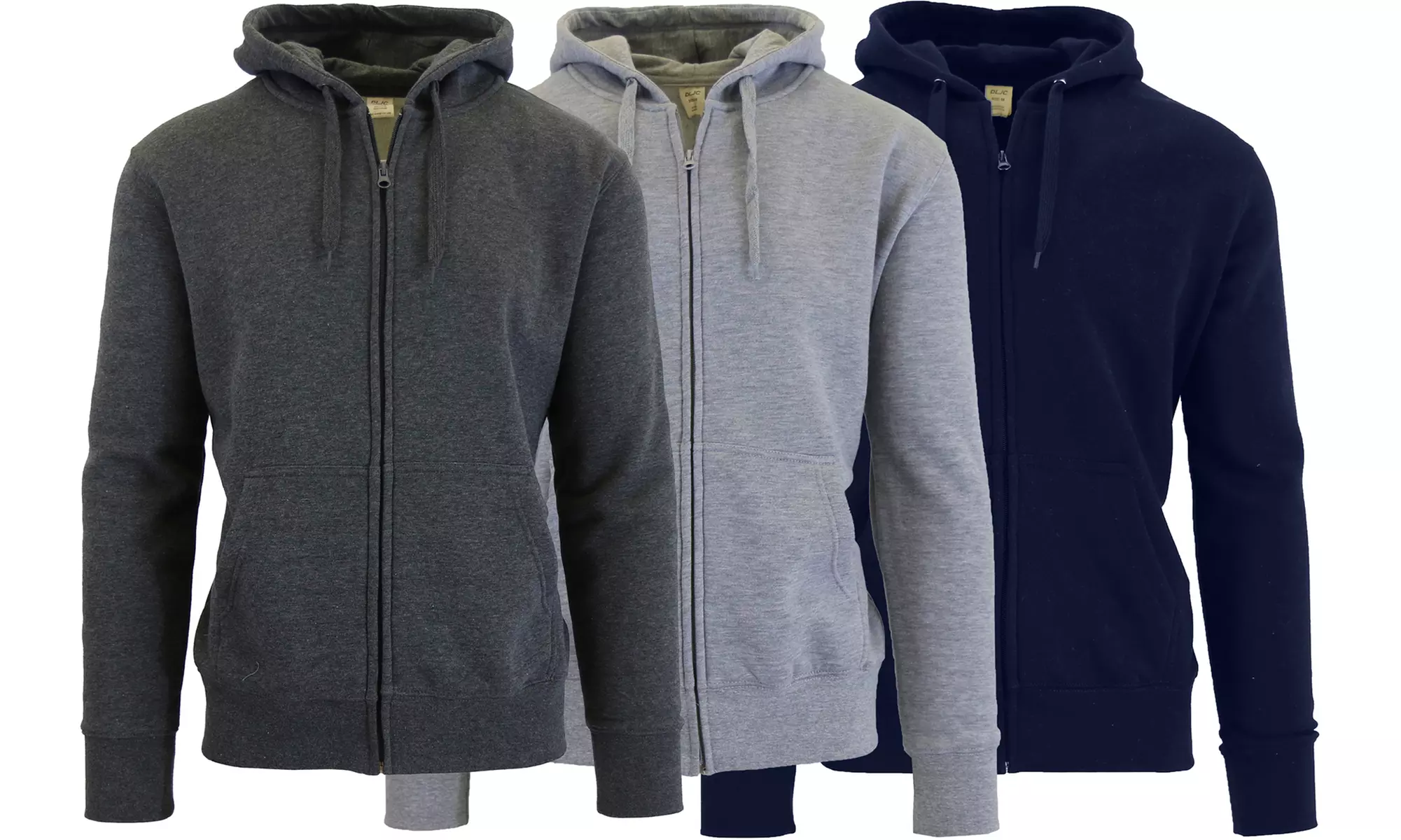 3-Pack Men's Slim-Fit Fleece-Lined Zip Hoodie (S-2XL) - Second Medium
