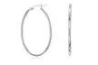 Sterling Silver 40mm Oval Shape French Lock Hoop Earrings - Second Medium