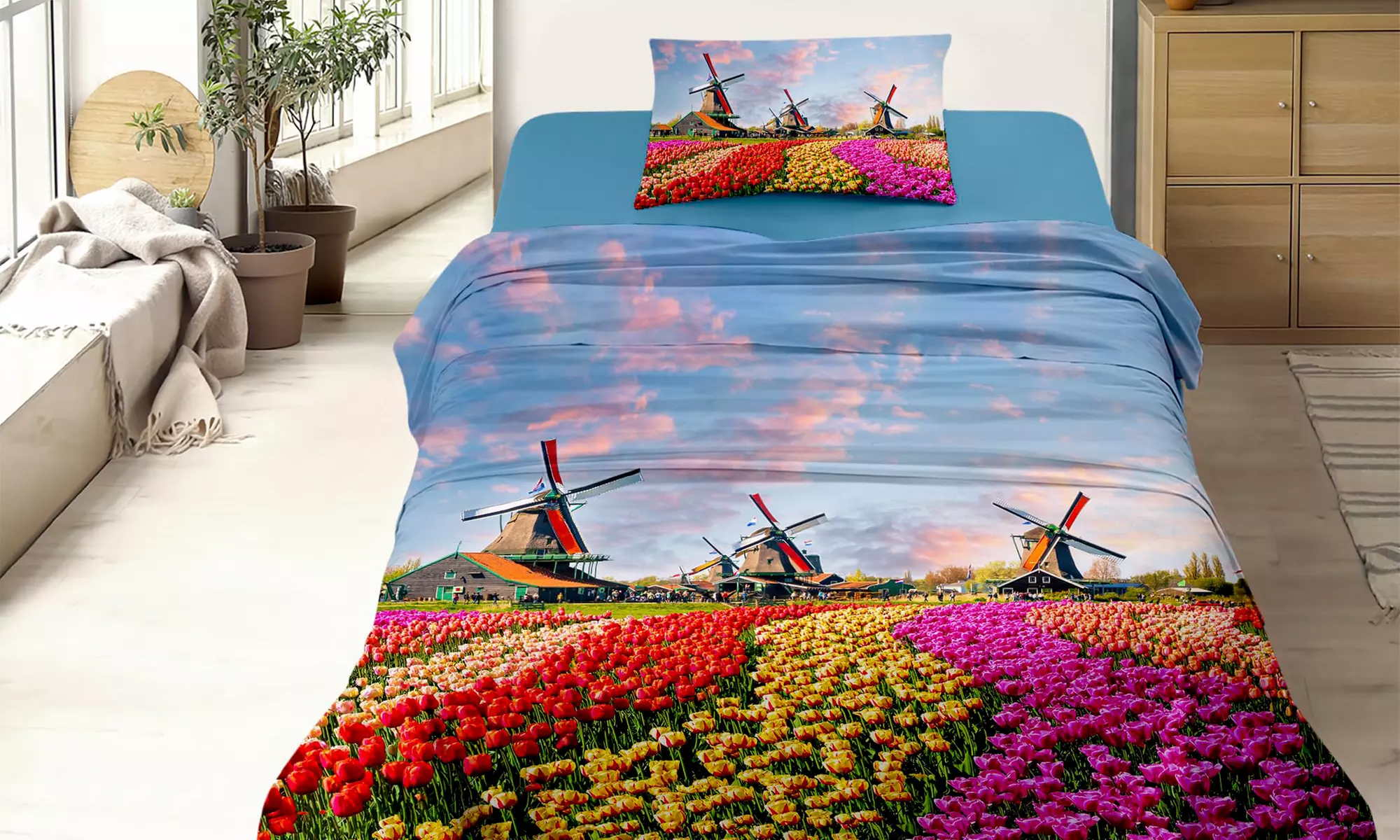 Completo lenzuola in cotone con stampa digitale