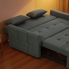 Image 2: HomCom 2-in-1 Sofa Bed Convertible Lounger with Linen-Look Upholstery