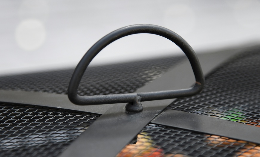 Image 4: Outsunny Square-Shaped Fire Pit Table with Optional Grill Shelf