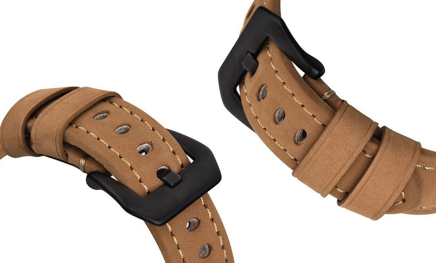 Image 6: Genuine-Leather Stitching Band for Samsung Gear S3