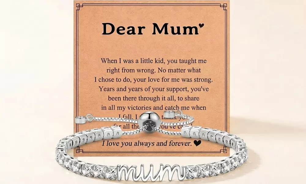 Cubic Zirconia Tennis Bracelet with Adjustable Chain Bracelet