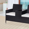Image 1: Outsunny Two-Seater Rattan-Effect Chair with Integrated Table, Black