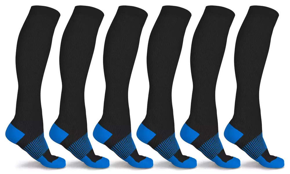 xFit Solid Copper-Infused Knee-High Compression Socks (6 Pairs)