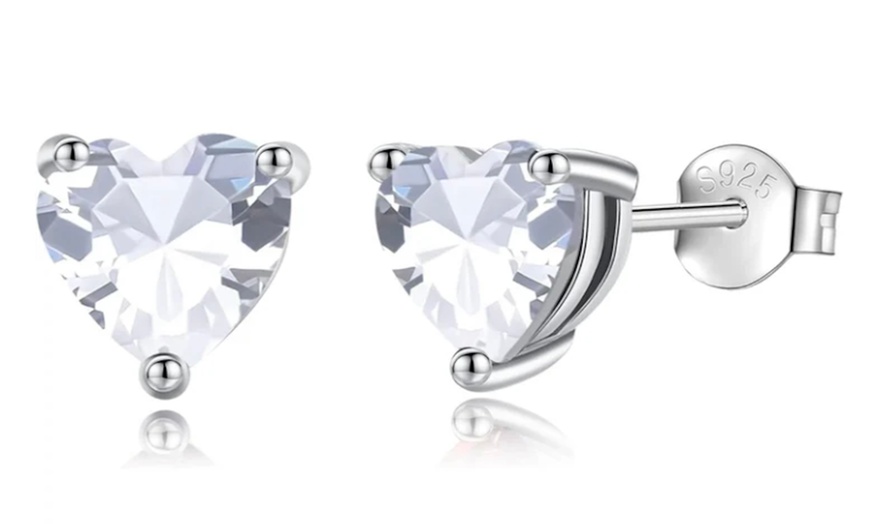 Image 8: The Cutest Earring: Solid Sterling Silver- Gemstone Heart Studs
