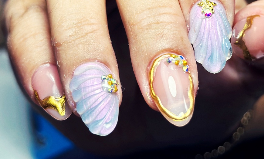 Image 4: Full Set with 2 Nail Designs or Swarovski Crystal Designs and More