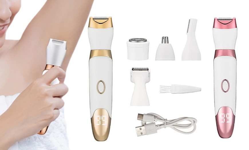 Image 1: Five-in-One Rechargeable Electric Shaver with LED Display