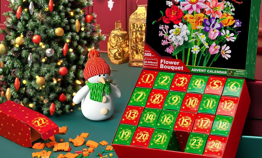 Image 2: Flower Bouquet Building Blocks Advent Calendar