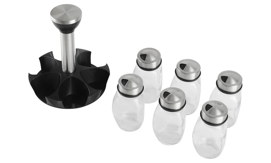 Image 4: 6er-Set Gewürzgläser mit Edelstahl-Deckel und drehbarem Ständer