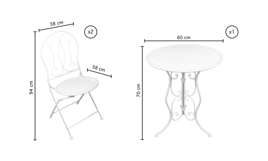 Image 10: Set Bistrot con 2 Sedie e 1 Tavolino