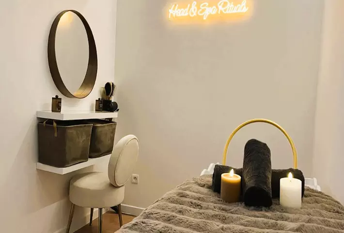 Séance de head spa japonais avec massage crânien et fauteuil chauffant