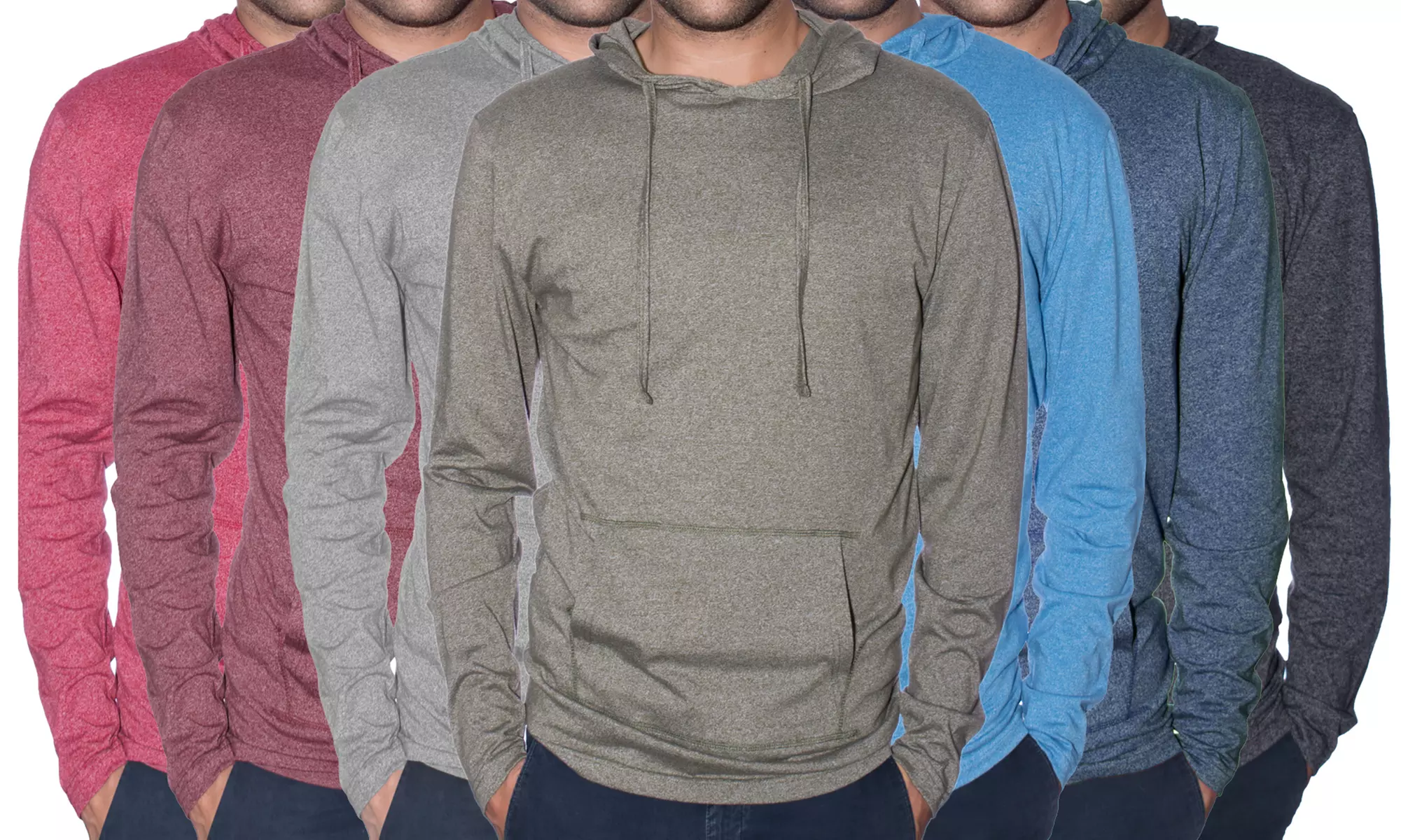StraightFaded Men's Lightweight Marled Hoodie (S-5XL) - Primary Image