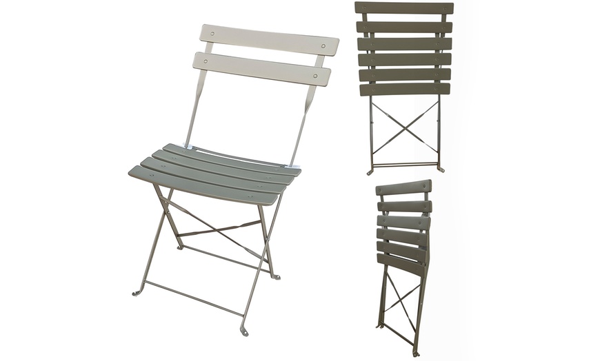 Image 7: Folding Metal Bistro Garden Furniture Set