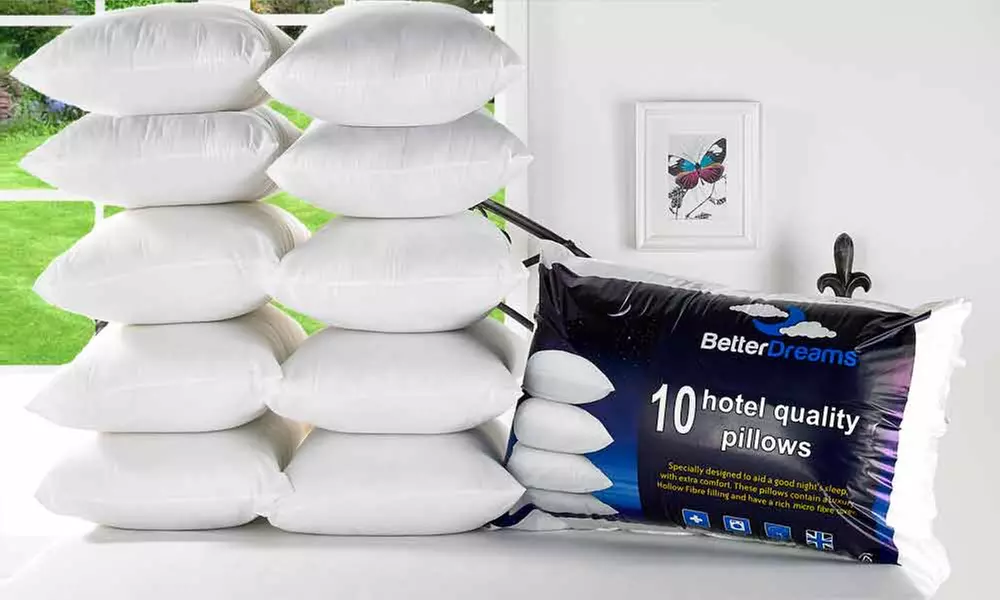 Pack of Ten Non-Allergenic Fibre-Filled Pillows - Primary Image