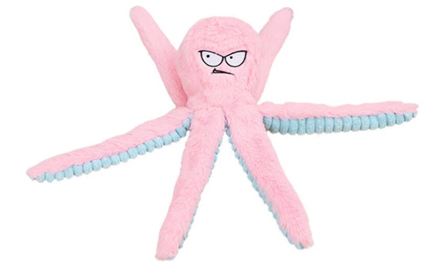 Image 5: Plush Squeaky Octopus Dog Toy