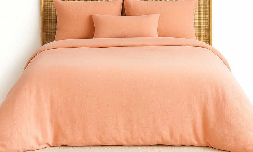 Image 26: Completo lenzuola matrimoniale in tinta unita 100% cotone