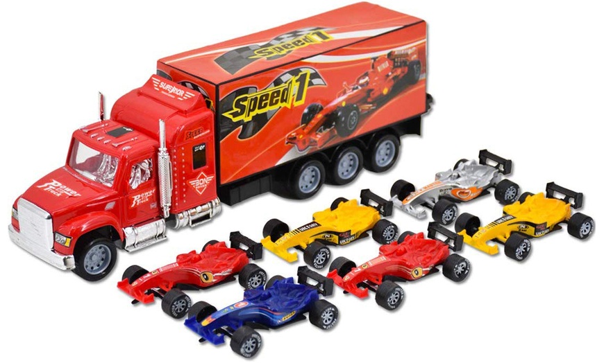 Image 6: 1:32 Scale Trailer Truck Vehicle Play Set