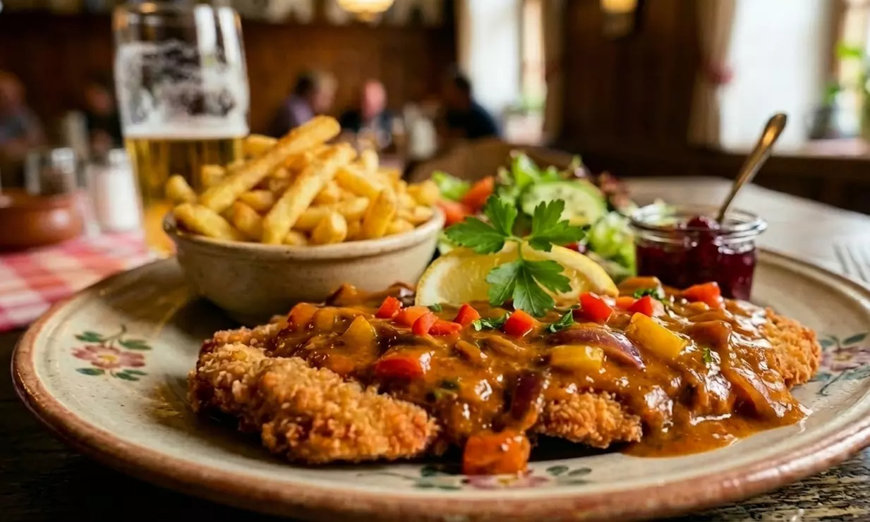 Schnitzel nach Wahl mit Pommes und Beilagensalat für 1–2 Personen