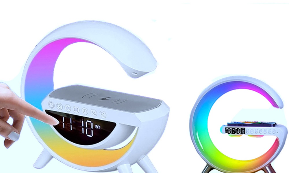 15W kabelloses Ladegerät mit Wecker und Bluetooth-Lautsprecher