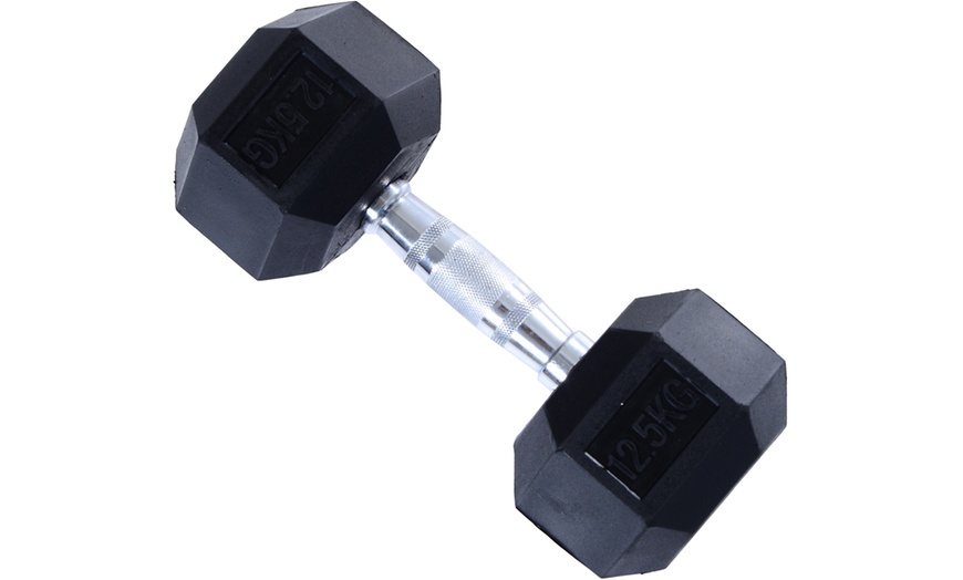 Image 33: Rubber Hexagonal Dumbbells