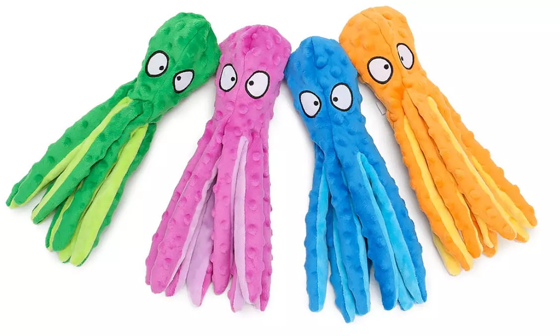 Dog Squeaky Toys Octopus No Stuffing Crinkle Plush Interactive Dog Toys