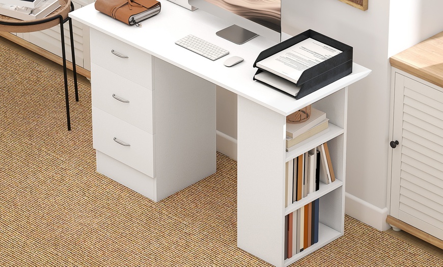 Image 3: HomCom Computer Desk Table Workstation 120cm 