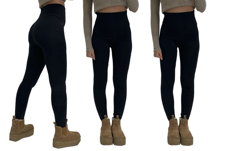 Image 4: High Waist Seamless Fleece Lined Leggings