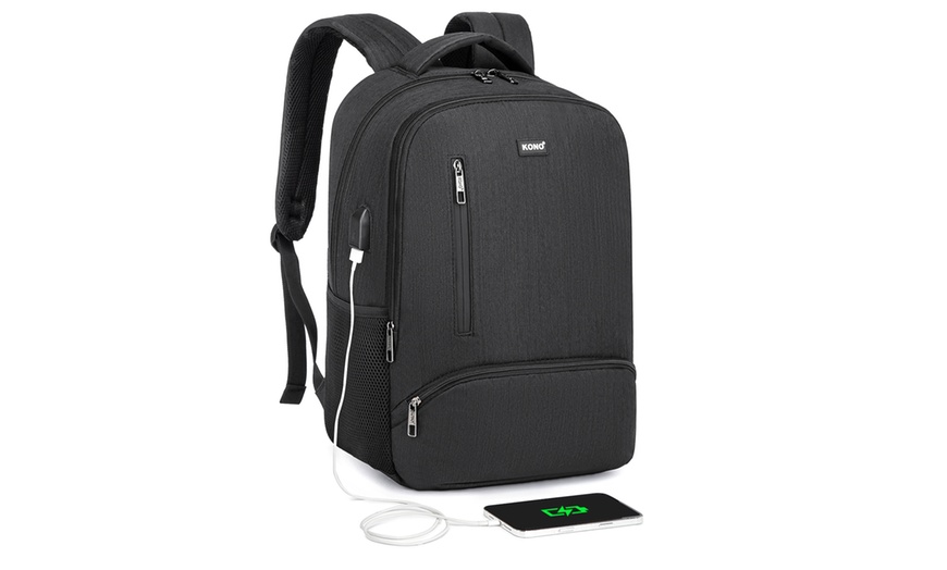 Image 10: KONO Travel Backpack Business Bag with USB Port and Laptop Compartment