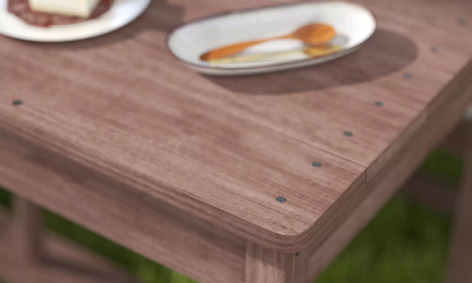 Kids wooden picnic table with umbrella