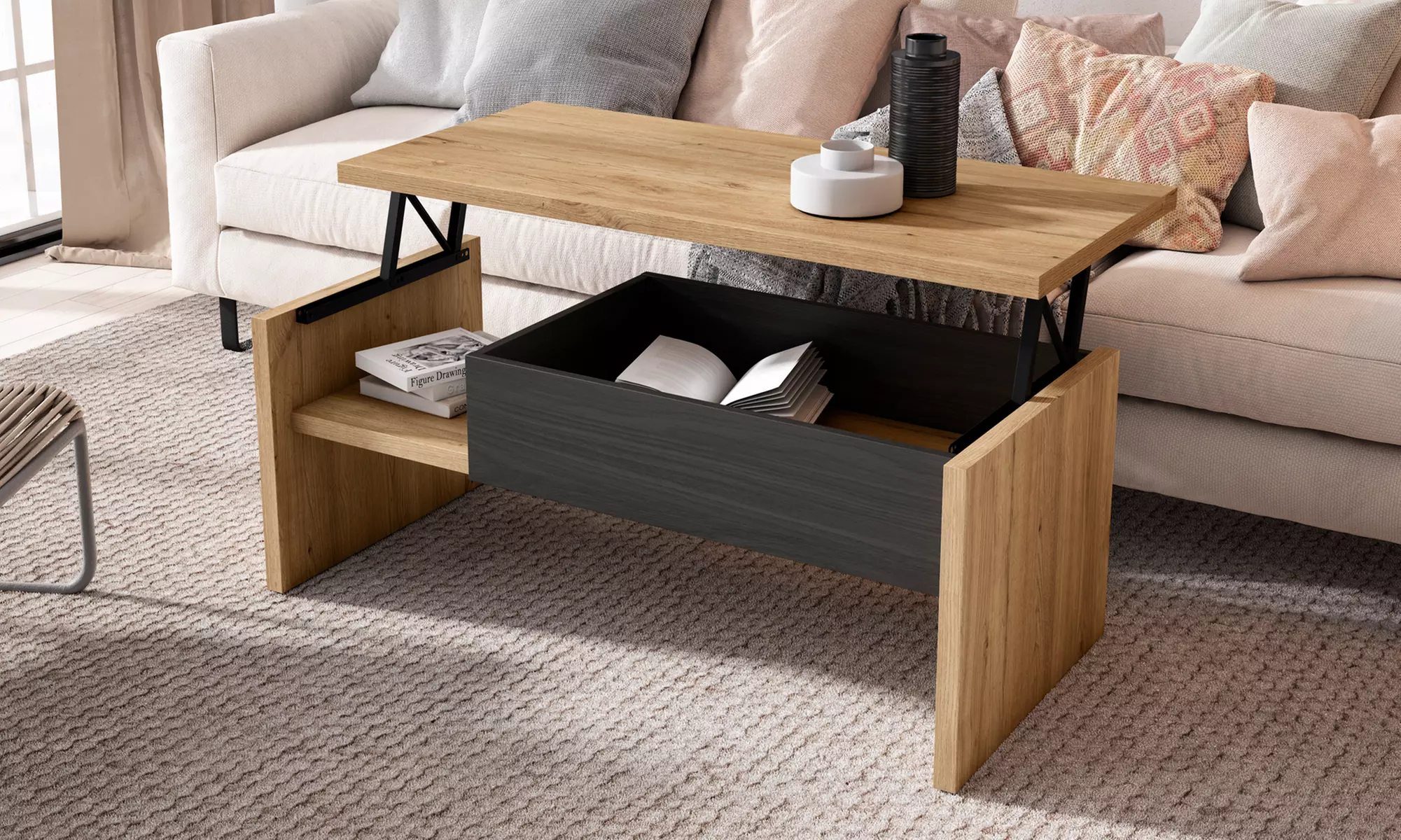 Mesa de centro elevable, 110 x 50 x 45 cm con envío gratuito - Primary Image