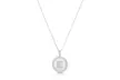 Sterling Silver Crystal Round Disc Initial Pendant Necklace - Second Medium