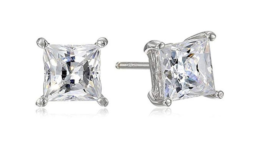 Image 1: Paris Jewelry White Gold Plated Princess 2cttw Cubic Zirconia Stud Earrings