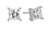 Paris Jewelry White Gold Plated Princess 2cttw Cubic Zirconia Stud Earrings