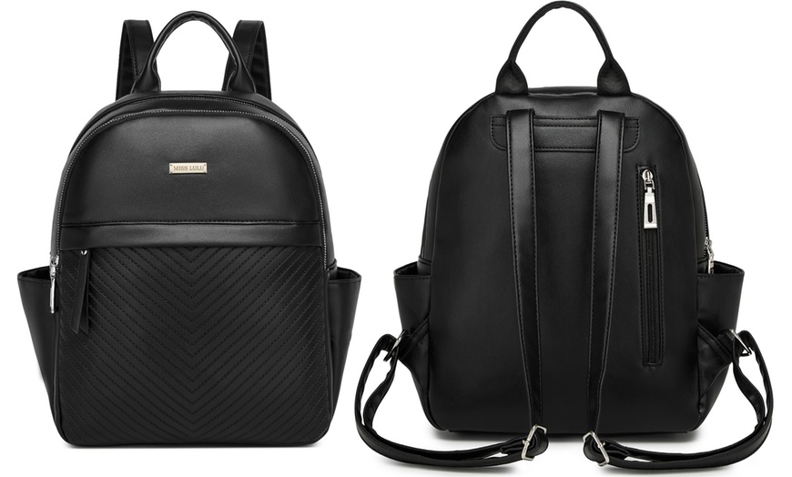 Image 14: Women's PU Leather Backpack