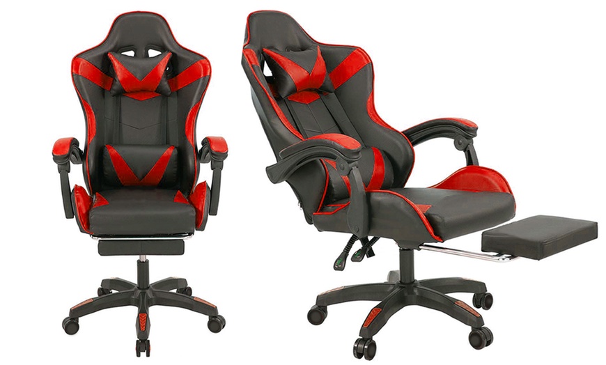 Image 4: Sedia da gaming ergonomica con poggiapiedi