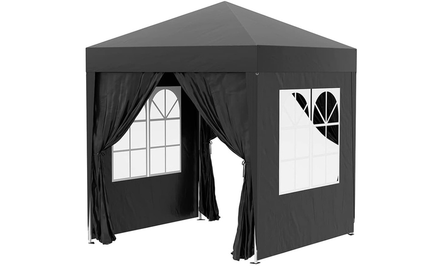 Image 10: Outsunny Pop-Up Gazebo 2m x 2m with Side Panels in Blue, Black, Green