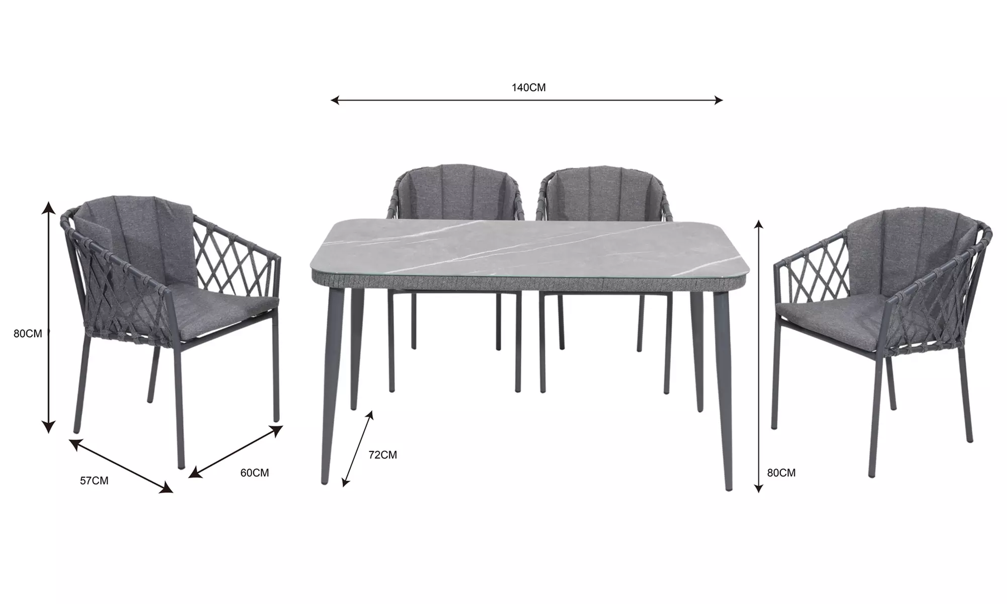 Seven-Piece Metal Outdoor Dining Set with Table and Six Chairs