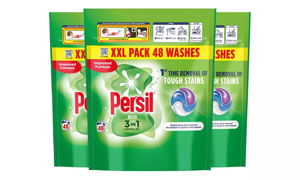 Three Packs of Persil XXL 3-in-1 Washing Capsules - 48 Washes