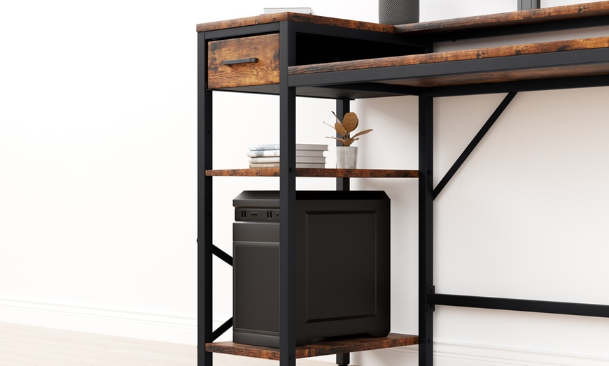 Image 16: Four-Tier Computer Desk PC Laptop Desk Home Office Writing Study Desk