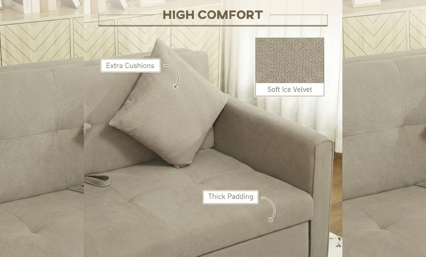 Image 6: 2 Seater Sofa Bed Convertible Bed Settee with 2 Cushions