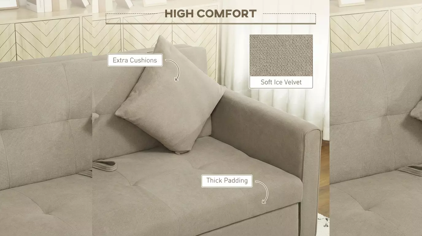 2 Seater Sofa Bed Convertible Bed Settee with 2 Cushions