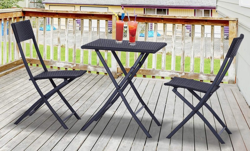 Image 1: Outsunny Rattan-Effect Bistro Set
