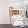Image 1: Three-Tier Dish Drainer Rack Plate Draining Tray Board